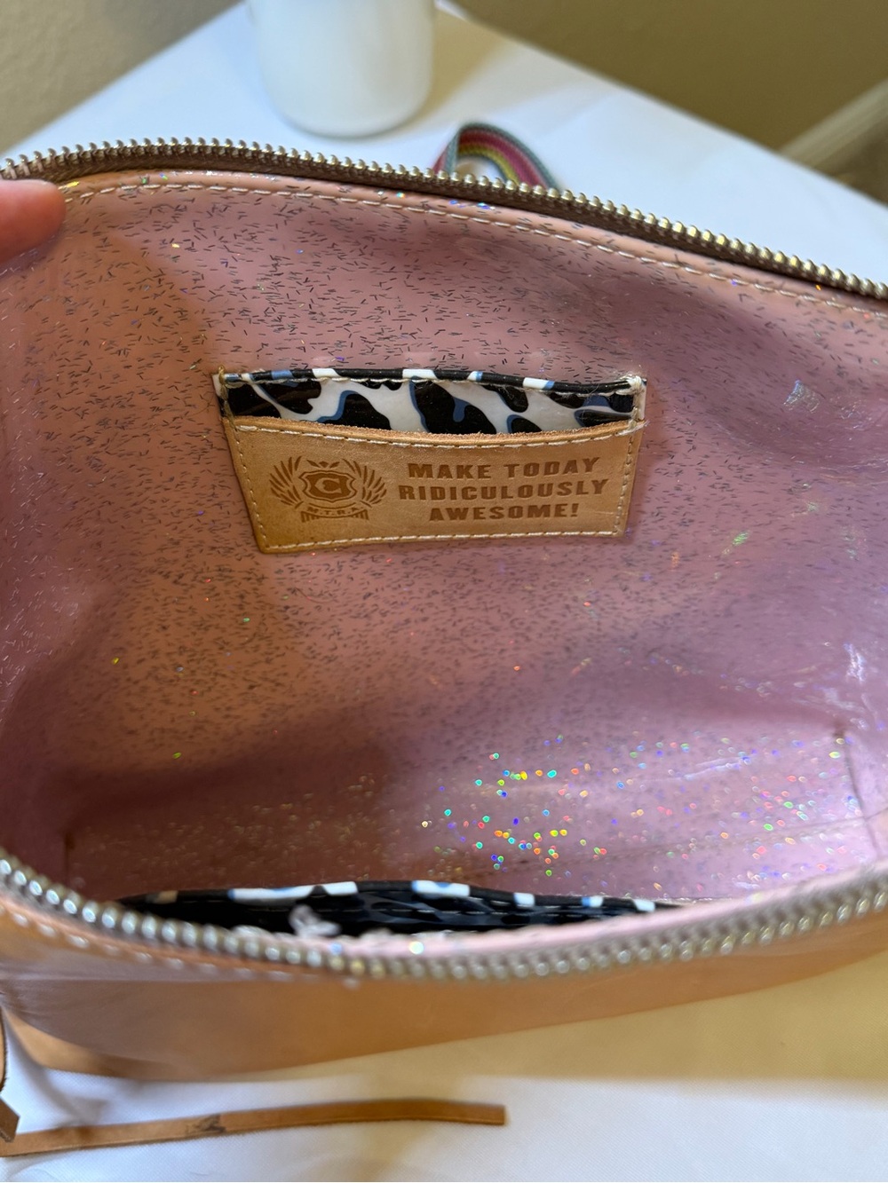 Consuela Natural Leather Crossbody Purse | Colorful Strap | Pre-Owned - Picture 3 of 9